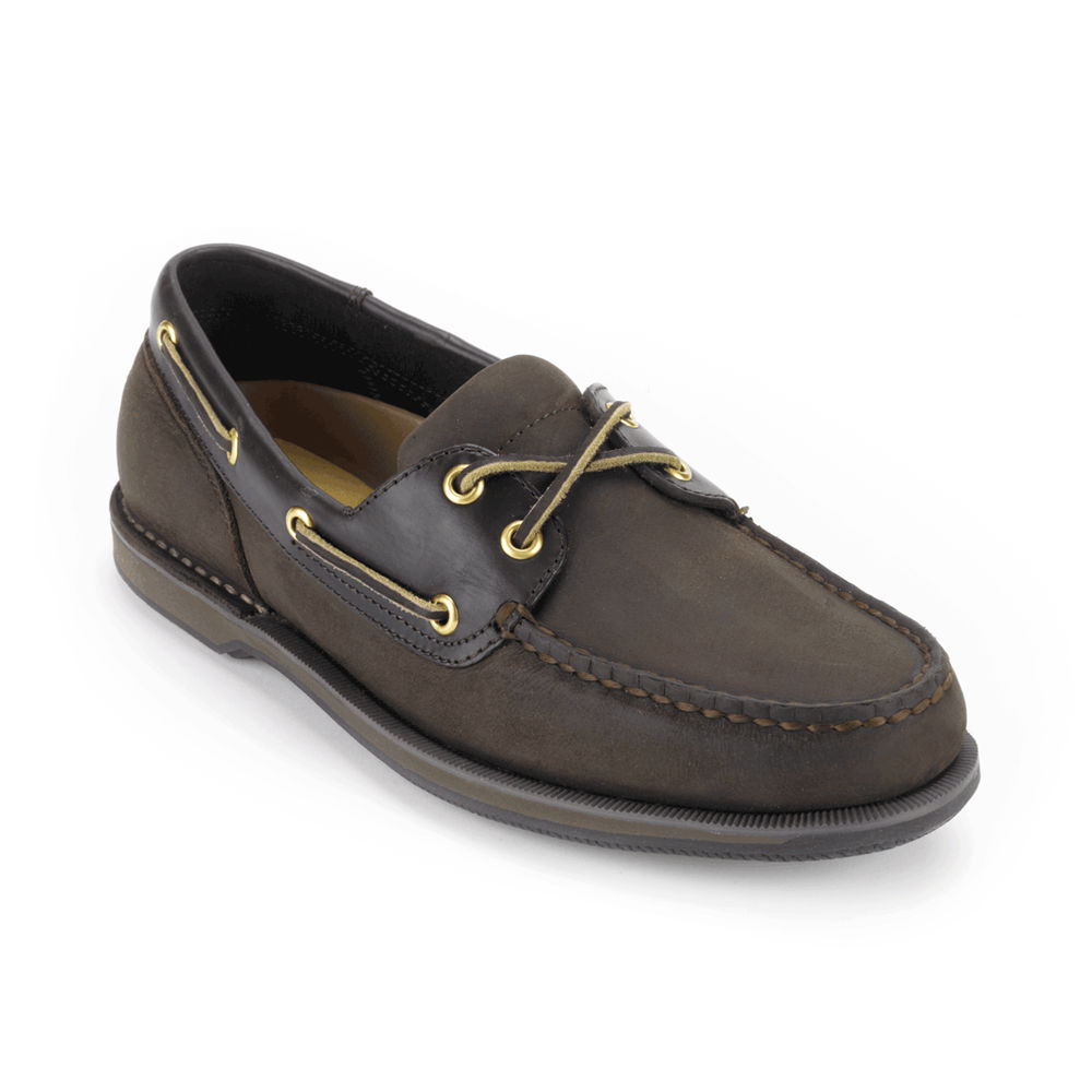 Rockport Mens Boat Shoes Dark Brown - Perth - UK 256-KTSWIU